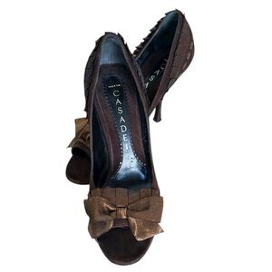 Casadei Brown Elegant Heels with Bow Detail